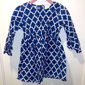 Masala Baby Simple Dress Jali Ikat Blue